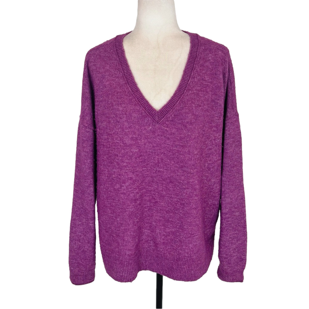 Lucky Brand plum fuzzy v-neck sweater